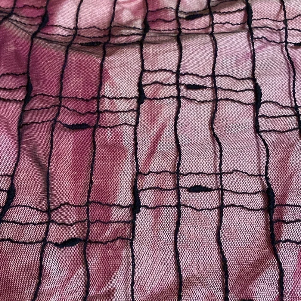 Classiques Entier raspberry pink black net overlay sexy Silk Pencil Skirt sz 6